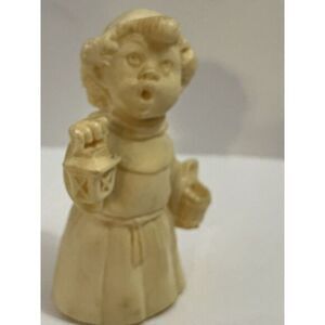 Vintage Religious Figure Signed Sculpture By A. Santini‎ Caroler  Lantern Water